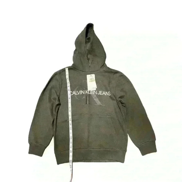 Calvin Klein Big Boys Old School Logo Pullover Hoodie Sequoia M(10/12) - Picture 5 of 9